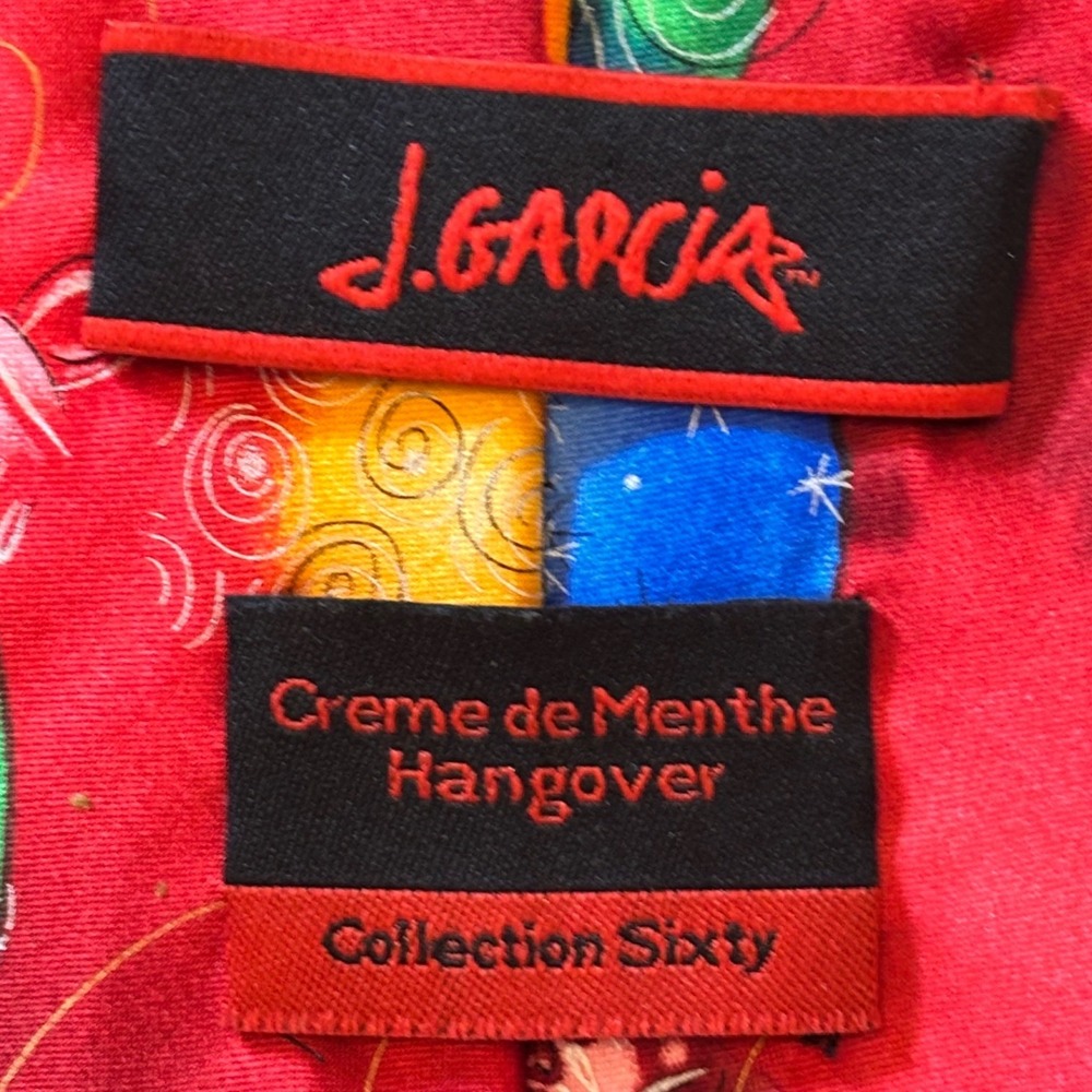 J. Garcia Silk Tie Creme de Menthe Hangover Collection Sixty Red Christmas Men - Picture 2 of 5